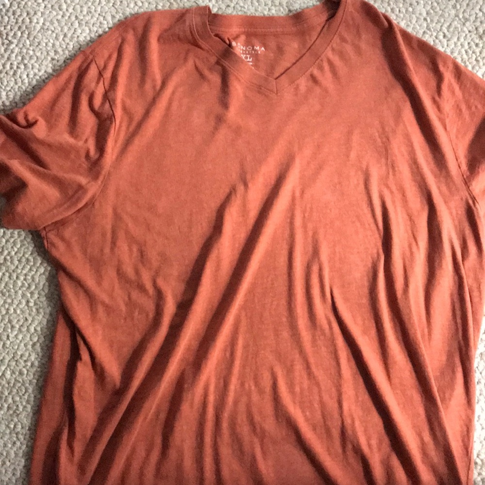 Orange v neck shirt-men’s